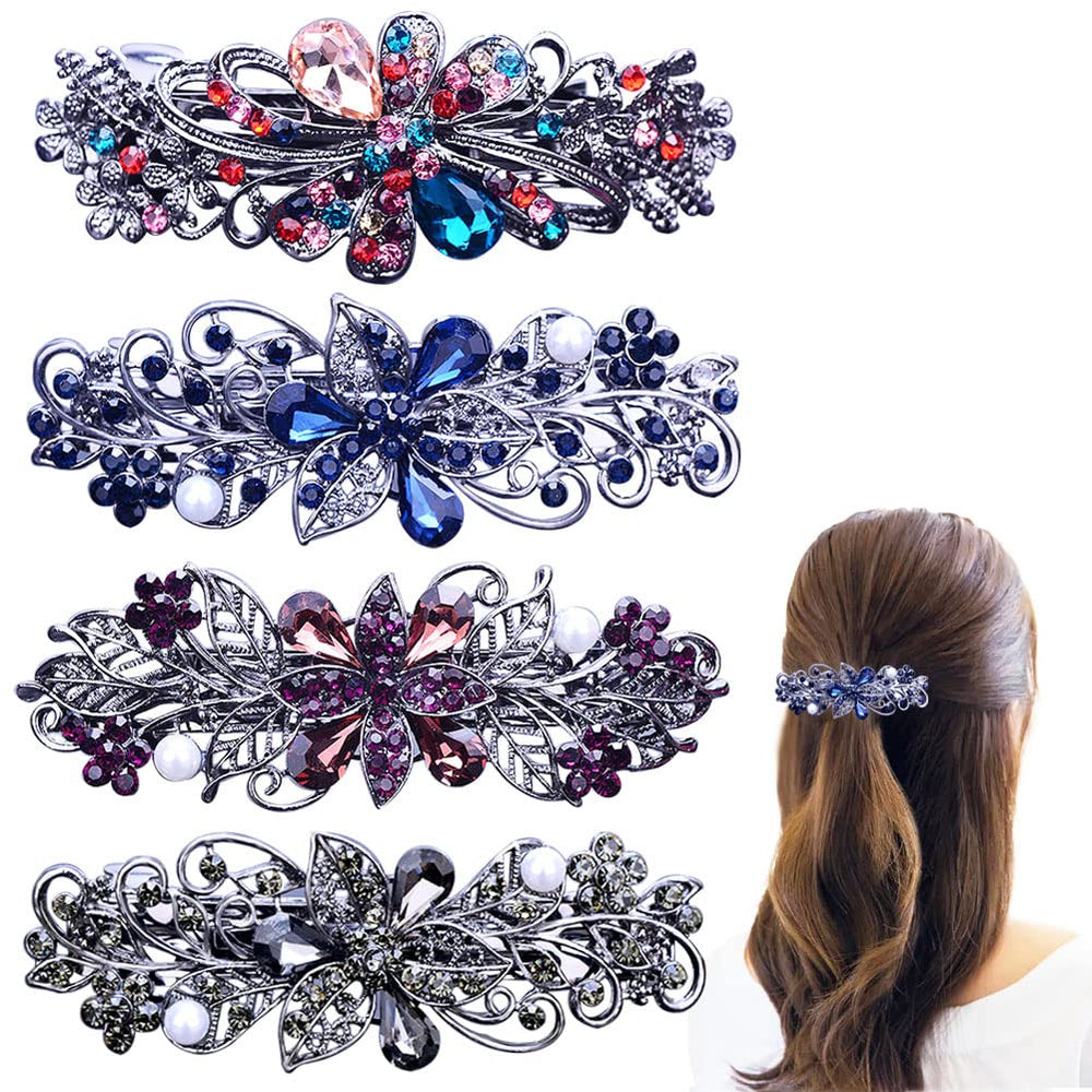 GeoGeoDIY pinza de pelo flor con cristal rhinestones para uso diario