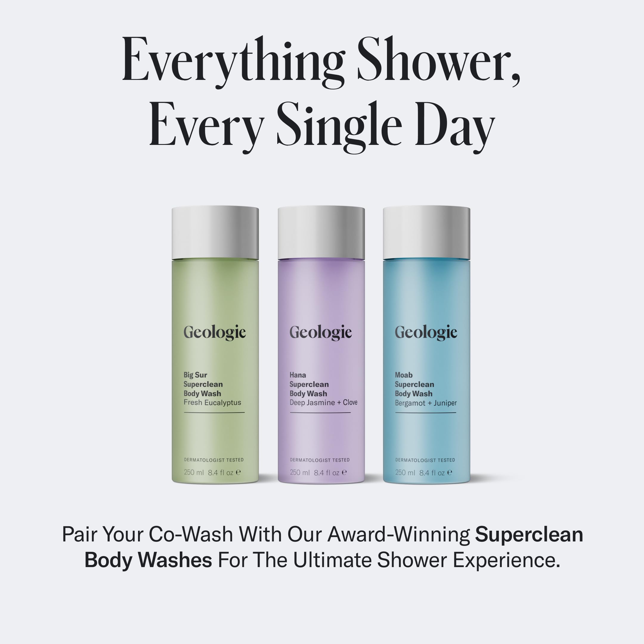 Geologie Cooling Co-Wash envase ecoamigable reduce plástico.