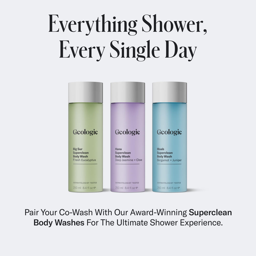 Geologie Cooling Co-Wash envase ecoamigable reduce plástico.