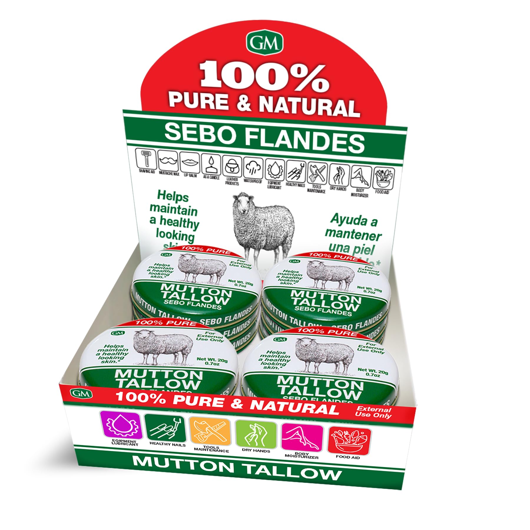 Lubricante para herramientas sin manchas gracias a la crema de sebo.