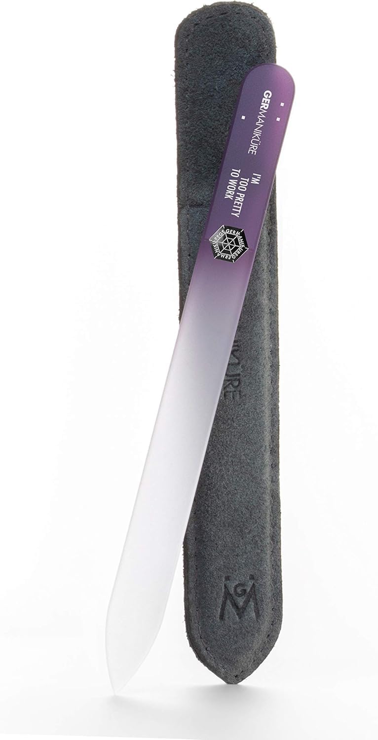 Lima de cristal GERMANIKURE con funda de gamuza para manicuras suaves