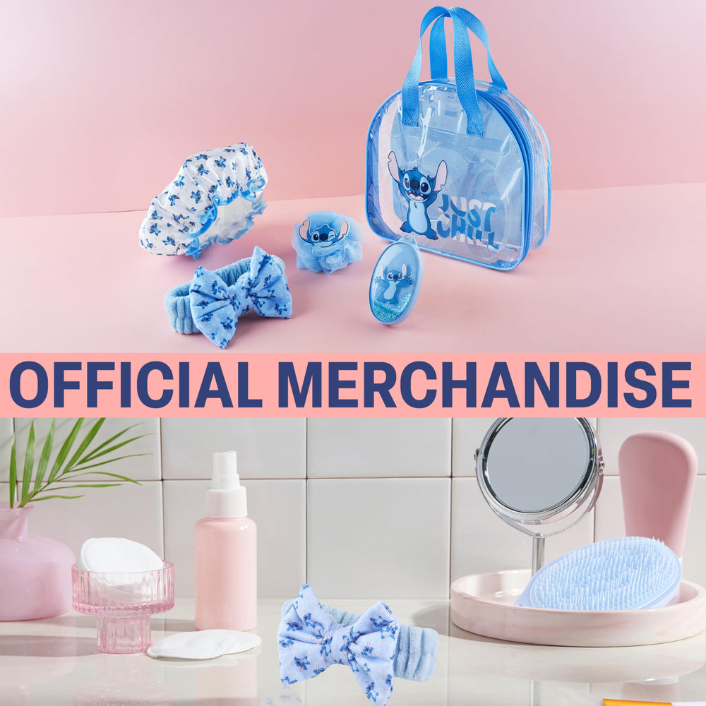 Get Trend Disney Stitch bolsa de cosméticos transparente, ideal para viajes.
