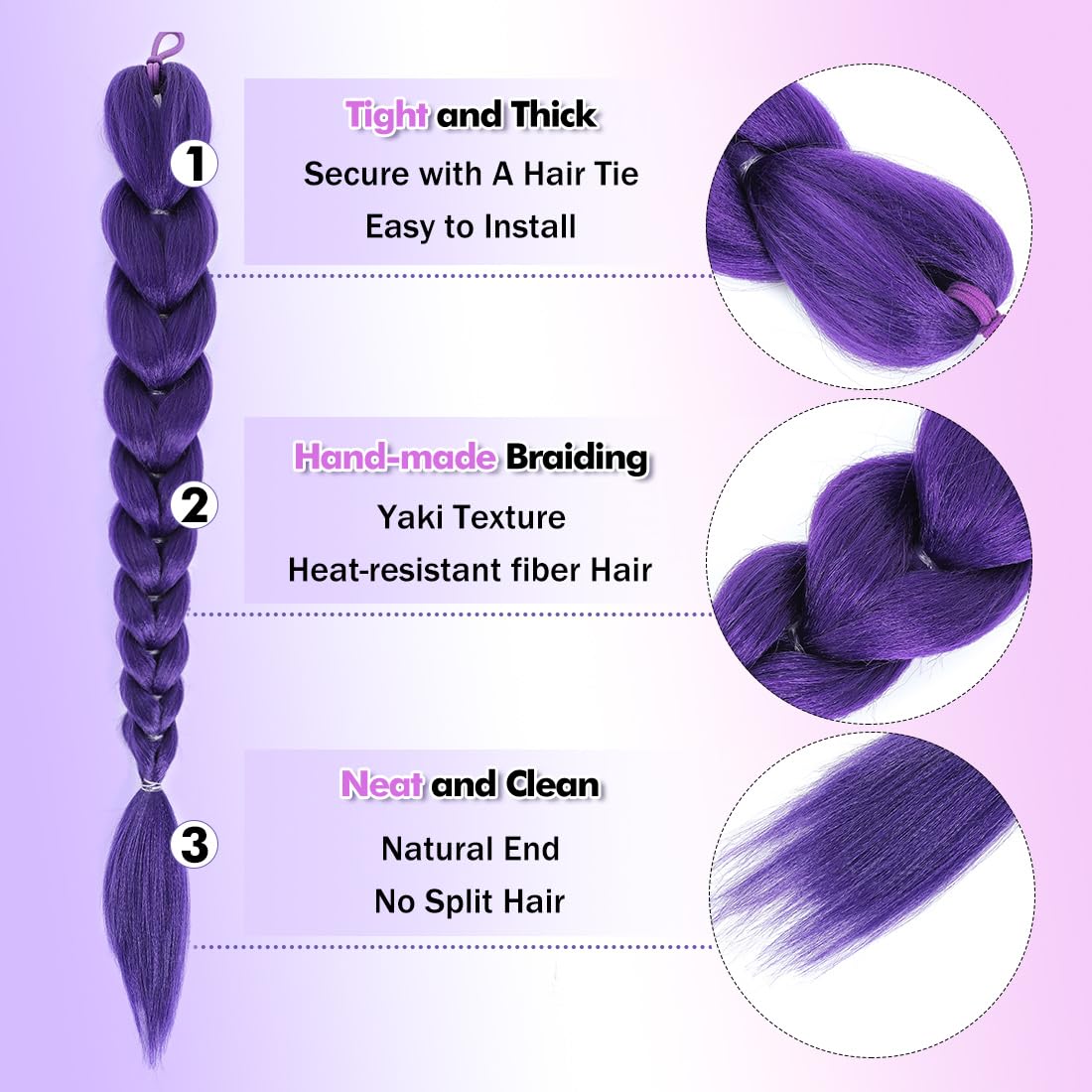 GetGal diseño preestilado para peinados rápidos en morado.