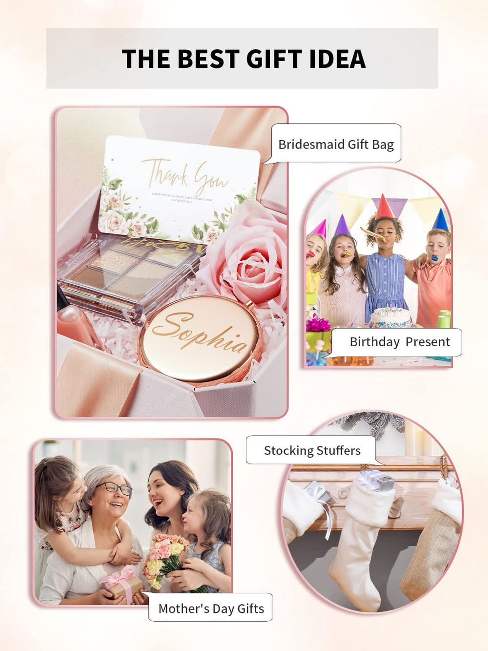 Getinbulk espejo rosado de bolsillo, diseño elegante y práctico