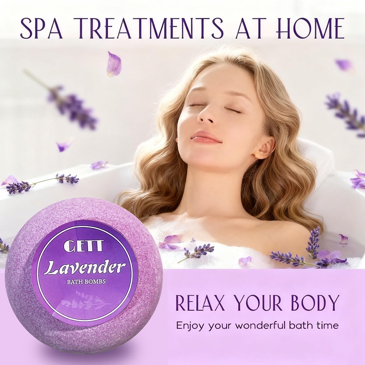 Relajación en casa con lavanda GETT, perfecto para momentos de calma.