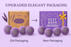 GETT bombas de baño lavanda muestran espuma suave y textura lujosa.