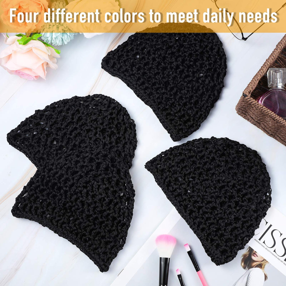 Geyoga bonete elástico tejido malla negro para cabello grueso o fino.