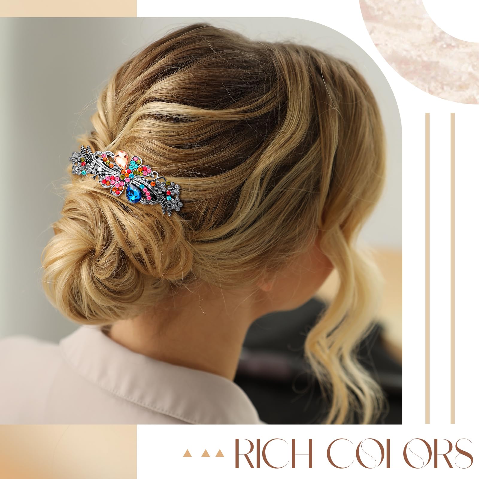 Geyoga broche pelo delicado flor cristal, seguro y cómodo.