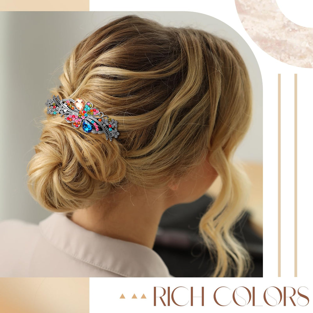 Geyoga broche pelo delicado flor cristal, seguro y cómodo.