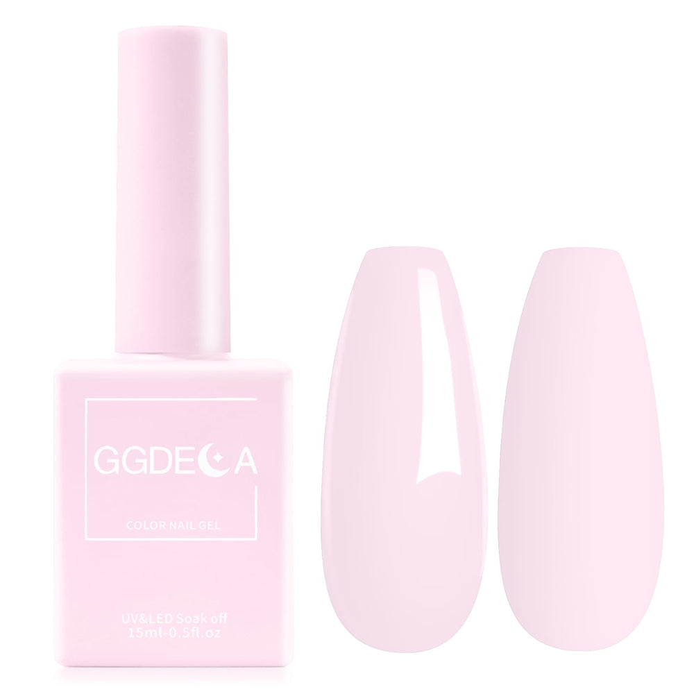 GGDECA gel rosa claro en botella color para manicura suave y uniforme.