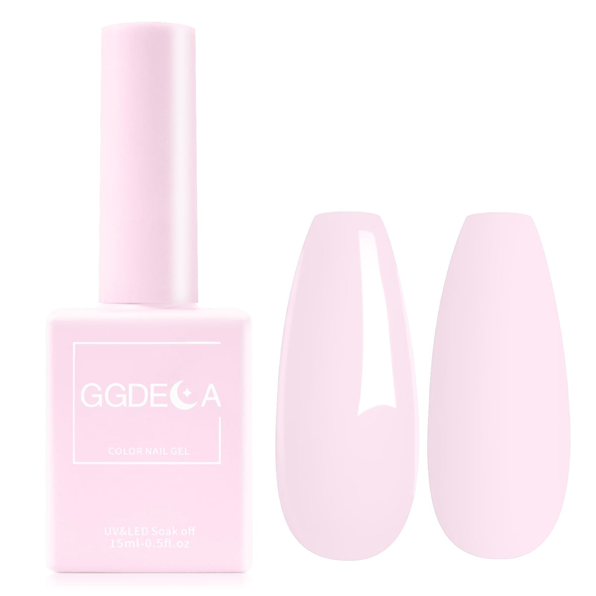 GGDECA gel rosa claro en botella color para manicura suave y uniforme.
