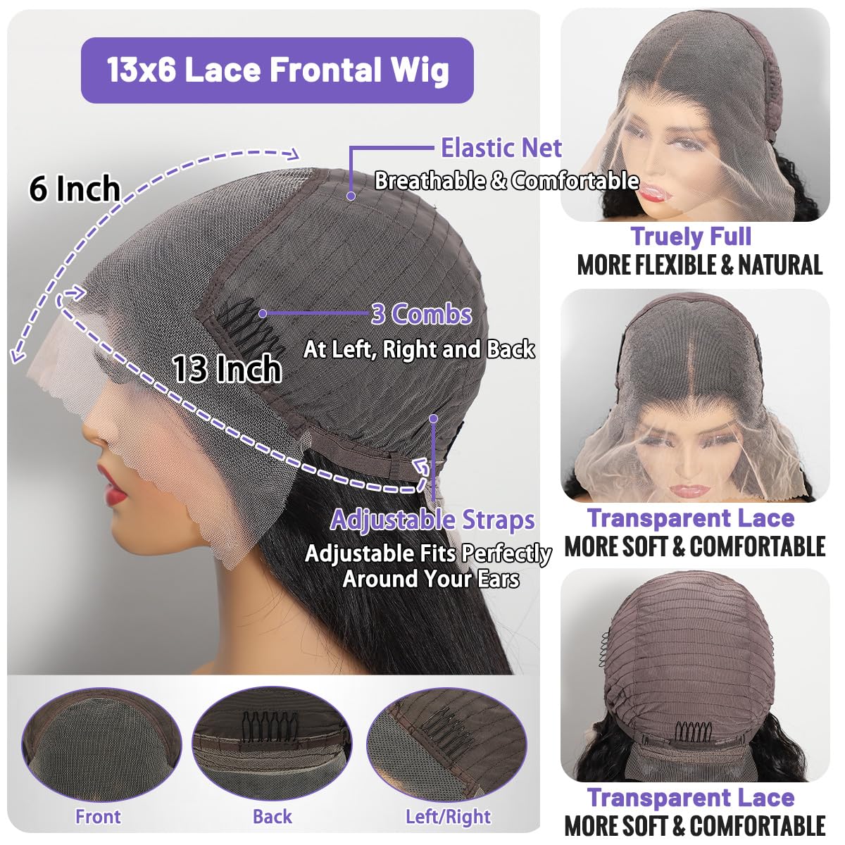 Ghios cap con cabello humano, apariencia natural gracias al proceso cuidadoso.