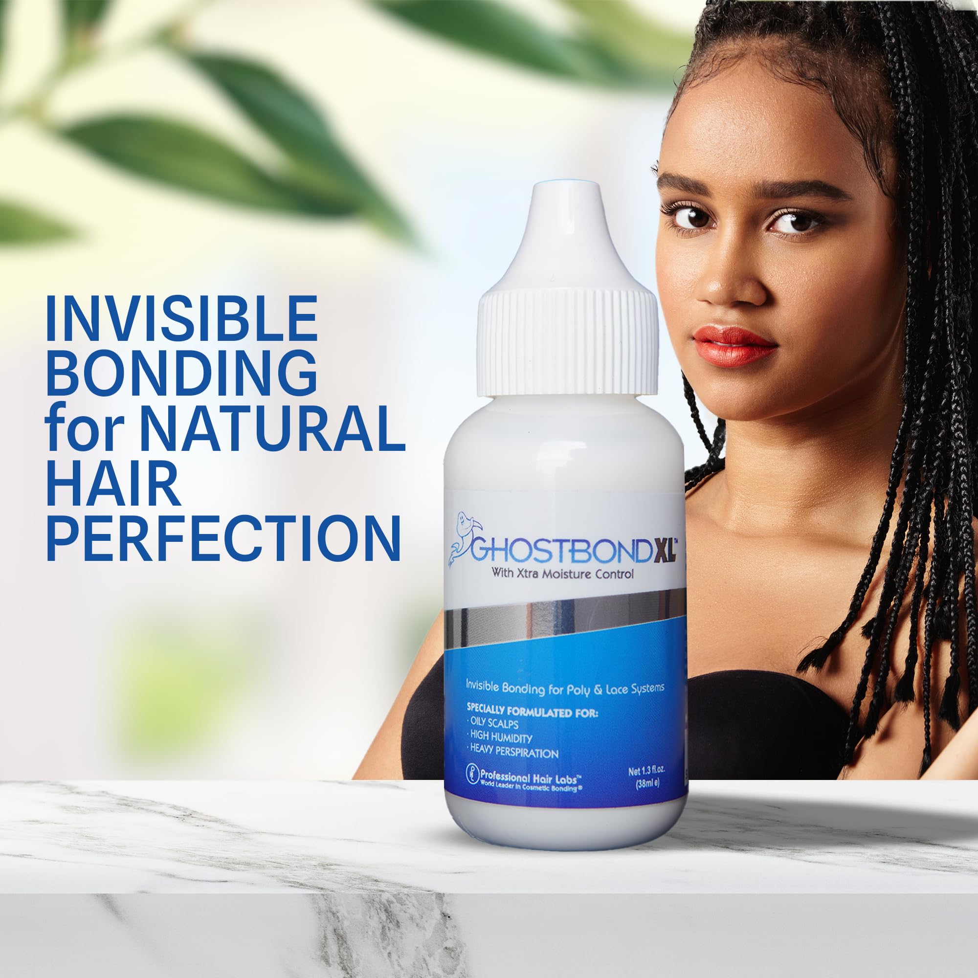 GhostBond XL fijación invisible para encaje con apariencia natural de la línea capilar.