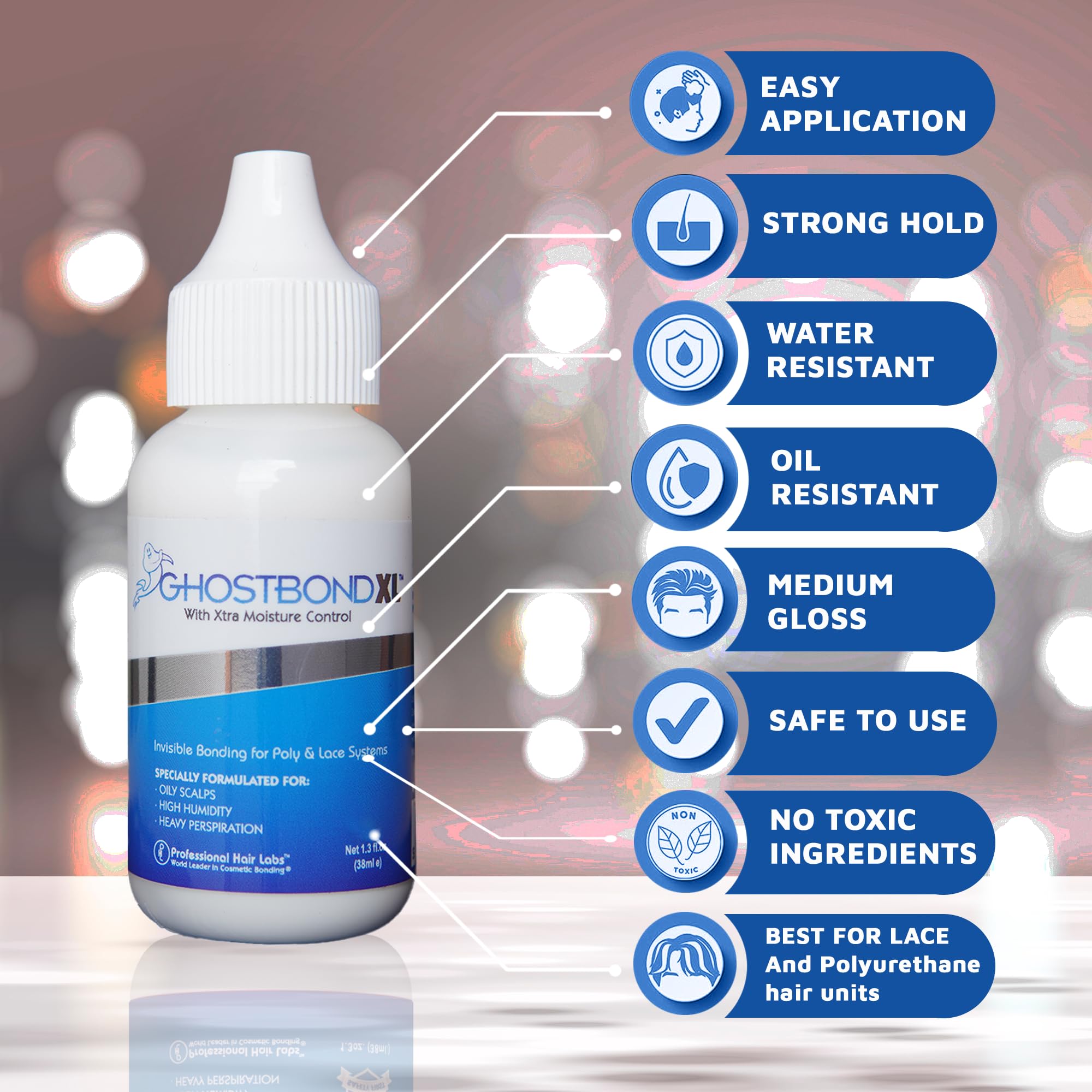 GhostBond XL resistente al agua y al sudor para mayor confianza.