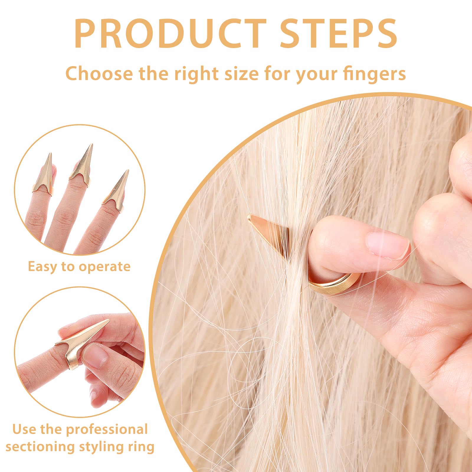 Giantree: anillo seccionado para cabello plata, versátil para cosplay y looks diarios.
