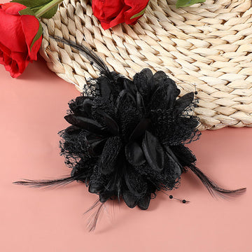 Clip para ropa o cabello Giantree, flor negra para eventos.