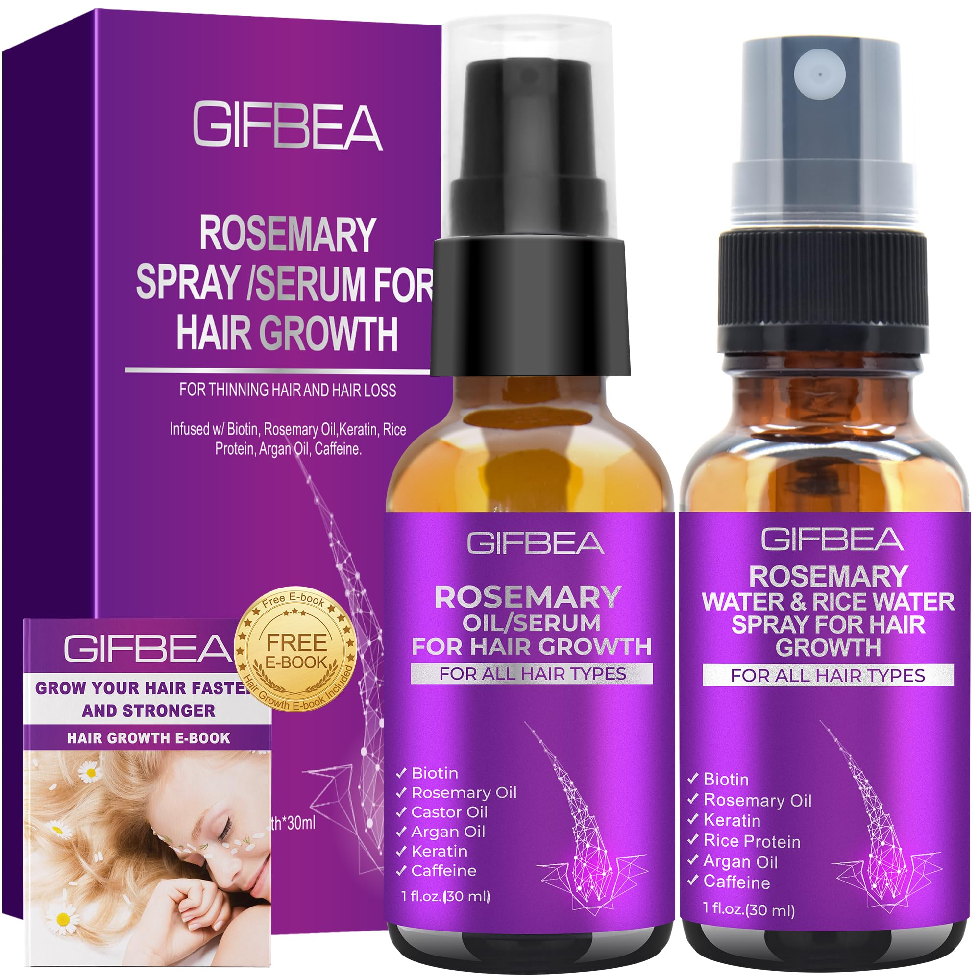 GIFBEA: suero para crecimiento capilar, aceite nutritivo que fortalece folículos