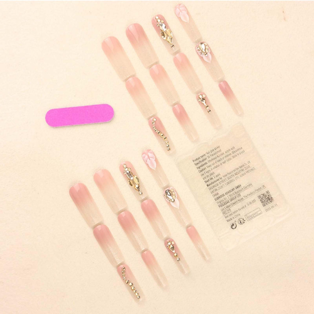 Gifiky uñas postizas con diseño cristal, estilo elegante para ocasiones.