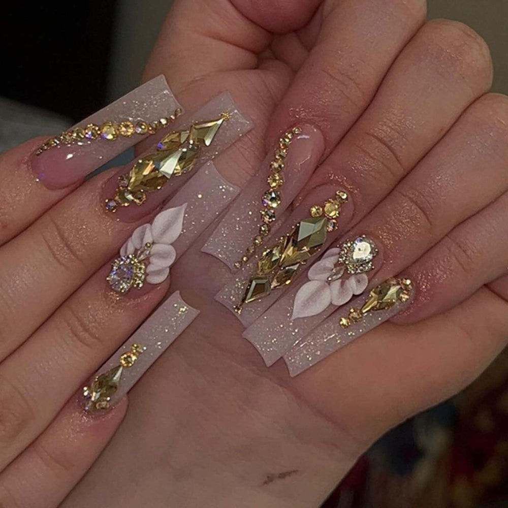 Gifiky uñas postizas cuadradas gradiente nude, manicura rápida en casa.