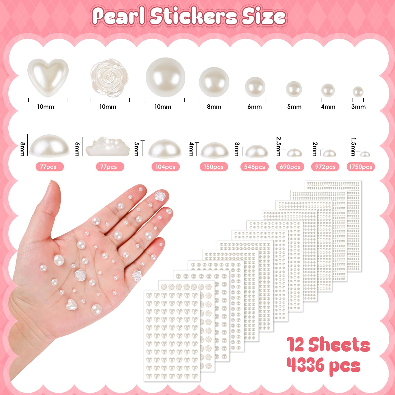 GIFOHAPY perlas autoadhesivas 4mm para uñas y maquillaje facial