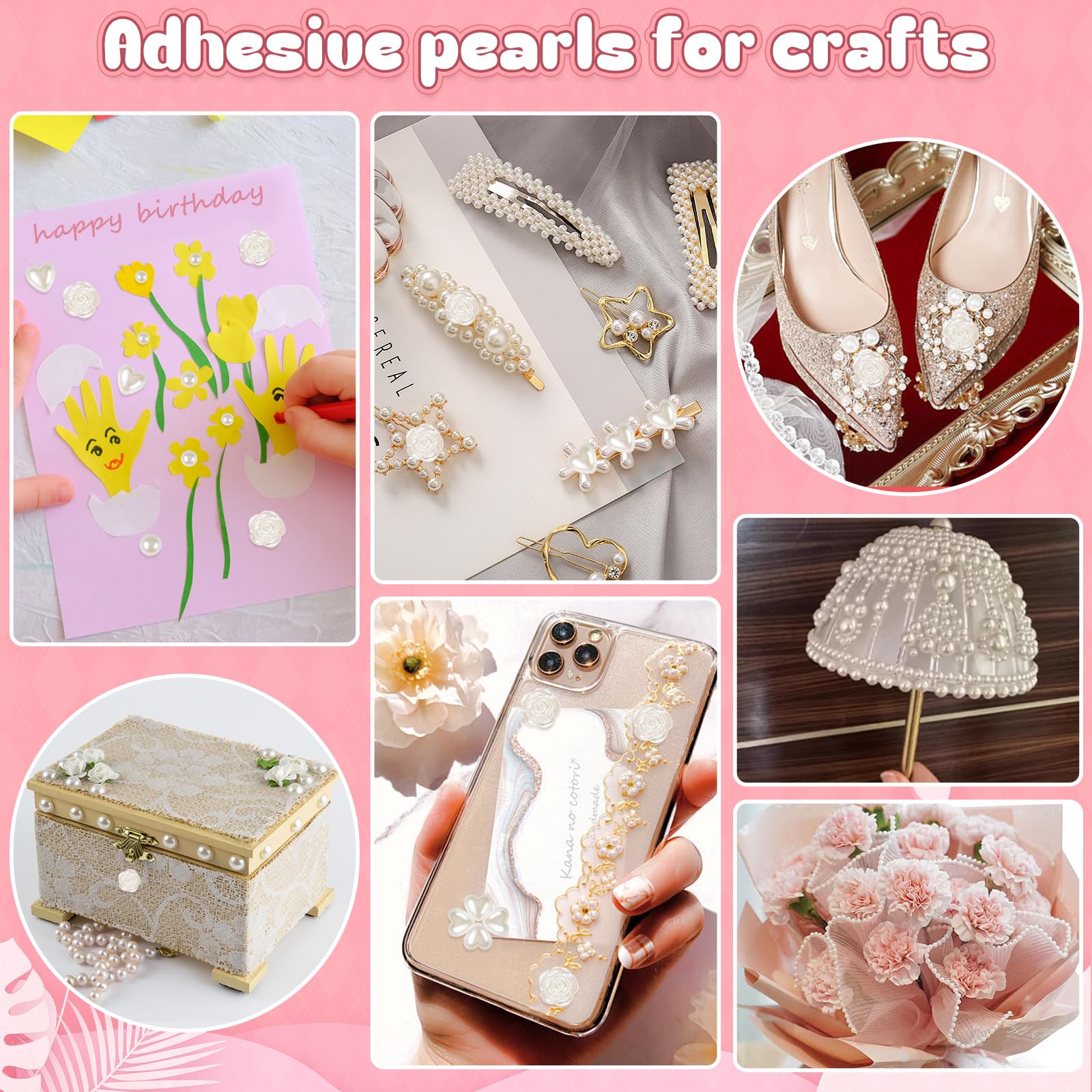 GIFOHAPY perlas autoadhesivas 8mm para adornos de accesorios