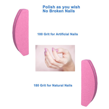 GigaGround buffer de uñas, detalle de doble cara 100/180 en arco rosa