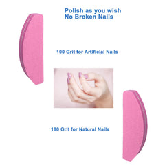 GigaGround buffer de uñas, detalle de doble cara 100/180 en arco rosa