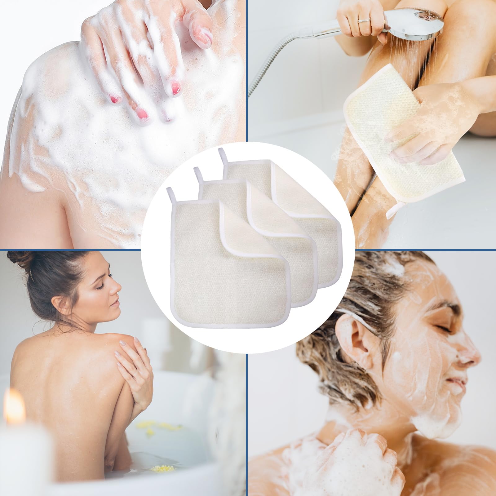GigaGround estropajo exfoliante con borde reforzado para mayor durabilidad durante el lavado.