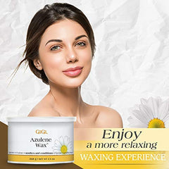 GIGI Azulene Wax aplicación suave sobre la piel para depilación.