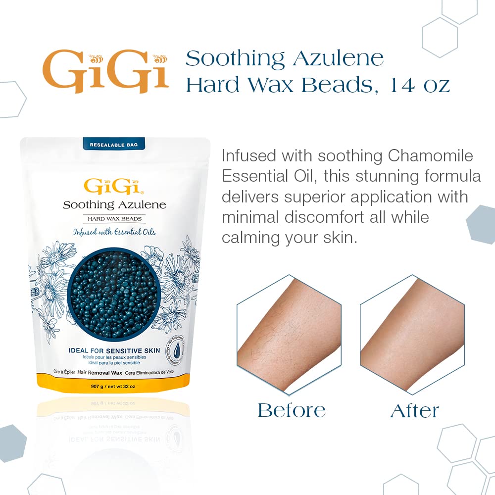 Gigi cera dura con camomila, aplicación suave para piel sensible y depilación facial.