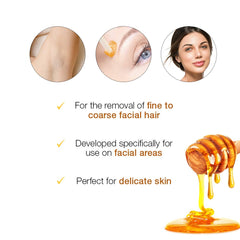 Eliminación del vello facial con GIGI Facial Honee Wax para labios y mejillas.