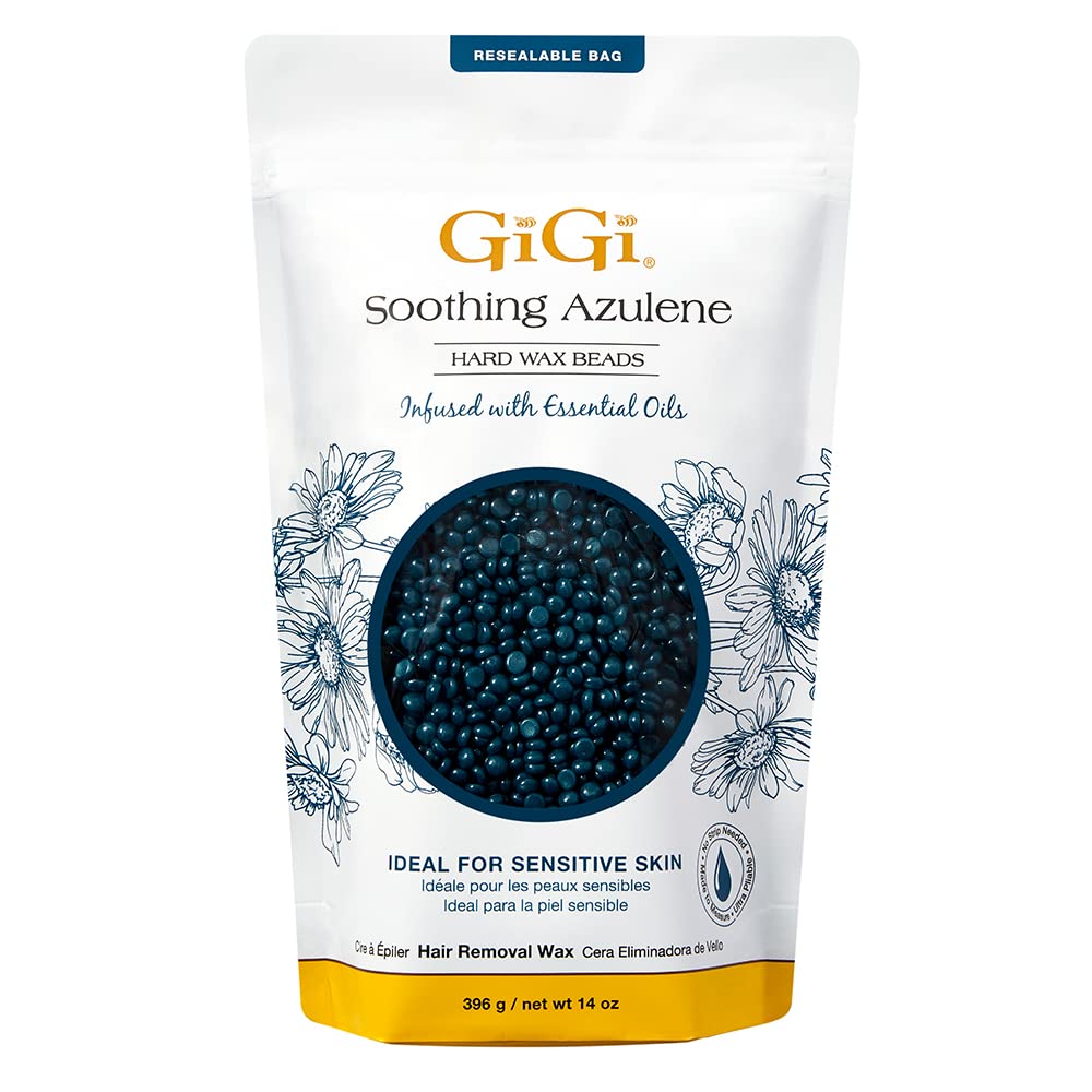 GiGi granulos cera azulene para depilación eficaz en todo el cuerpo.