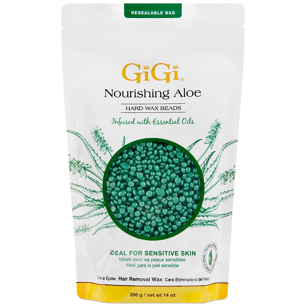 GIGI perlas de cera dura Aloe en envase práctico para depilación