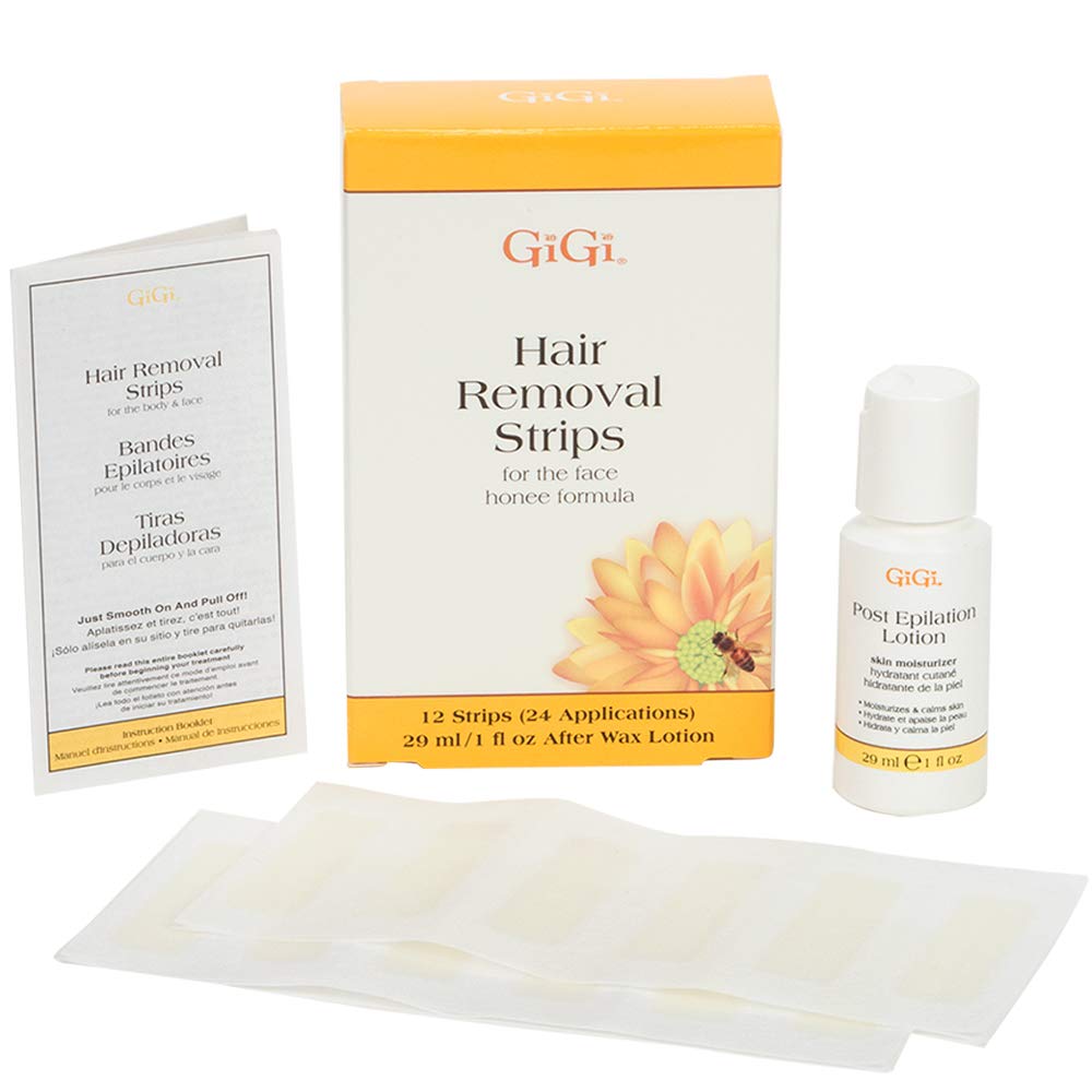 GiGi tiritas de cera facial 12, eliminan vello rápidamente y dejan piel suave.