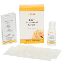 GiGi tiritas de cera facial 12, eliminan vello rápidamente y dejan piel suave.