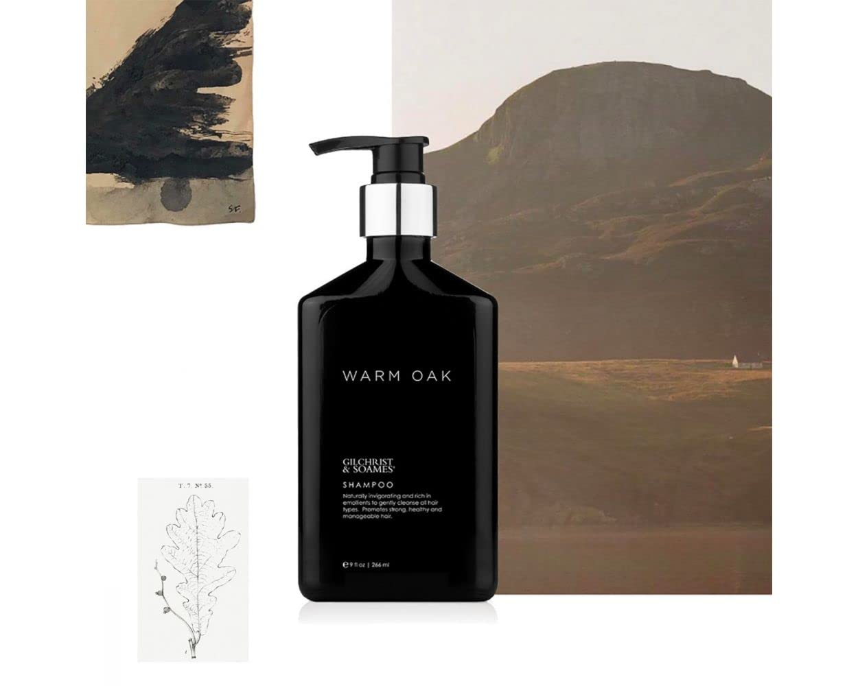 Gilchrist & Soames Warm Oak Shampoo, envase con detalle premium para ritual diario.