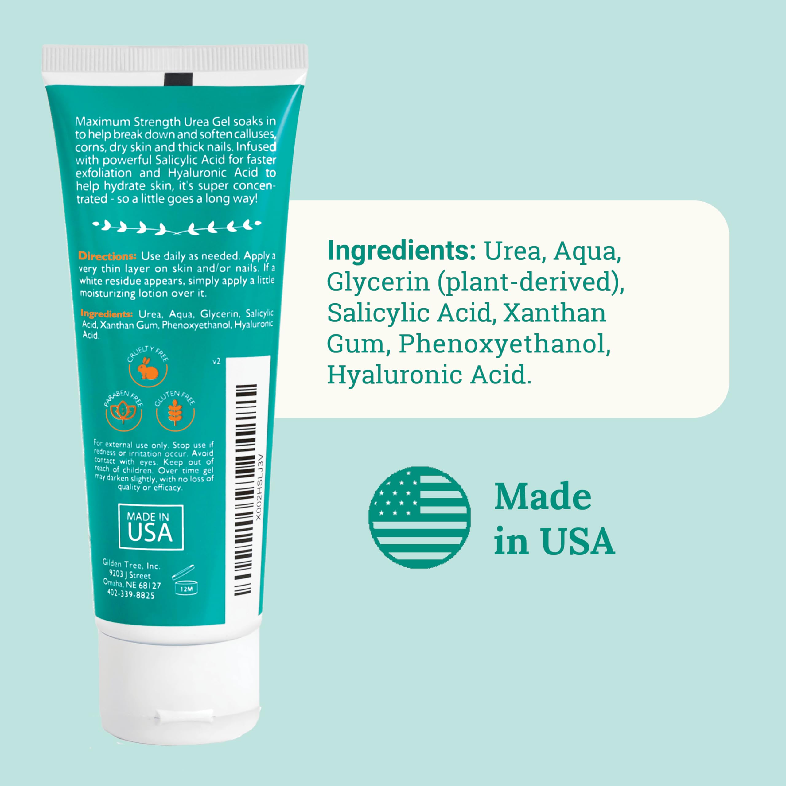 GILDEN TREE Urea Gel 42% ofrece alivio suave para la piel de los pies.