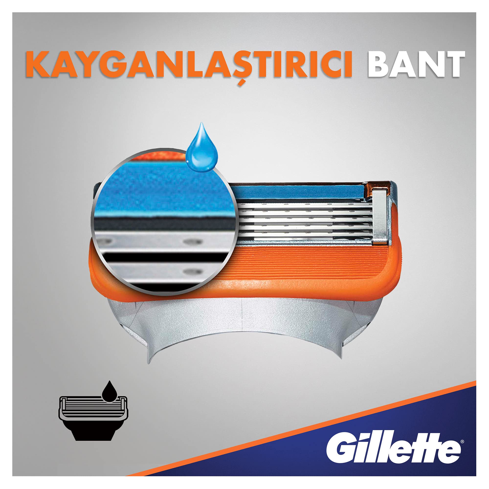 Gillette Fusion5, Lubrastrip indicador con vitamina E y aloe para afeitado suave.