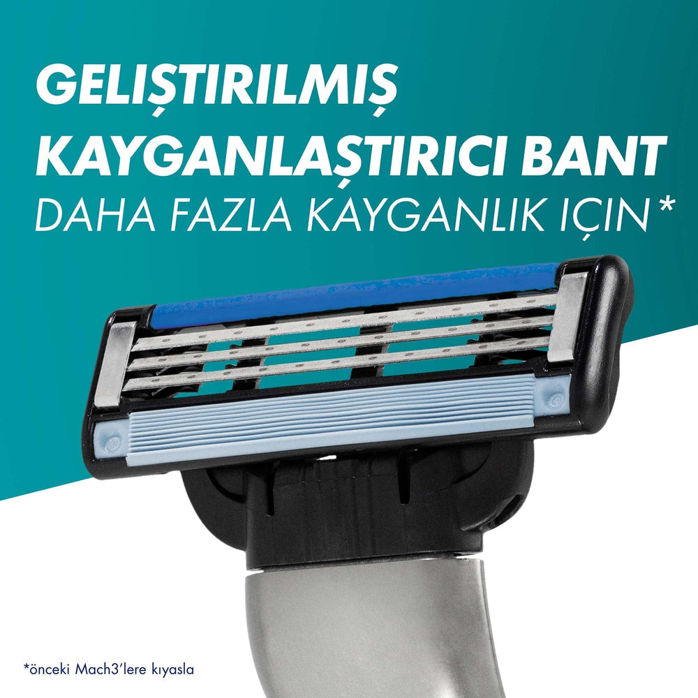 Gillette Mach3, imagen-06: cinco microfines de confort suavizan la piel.