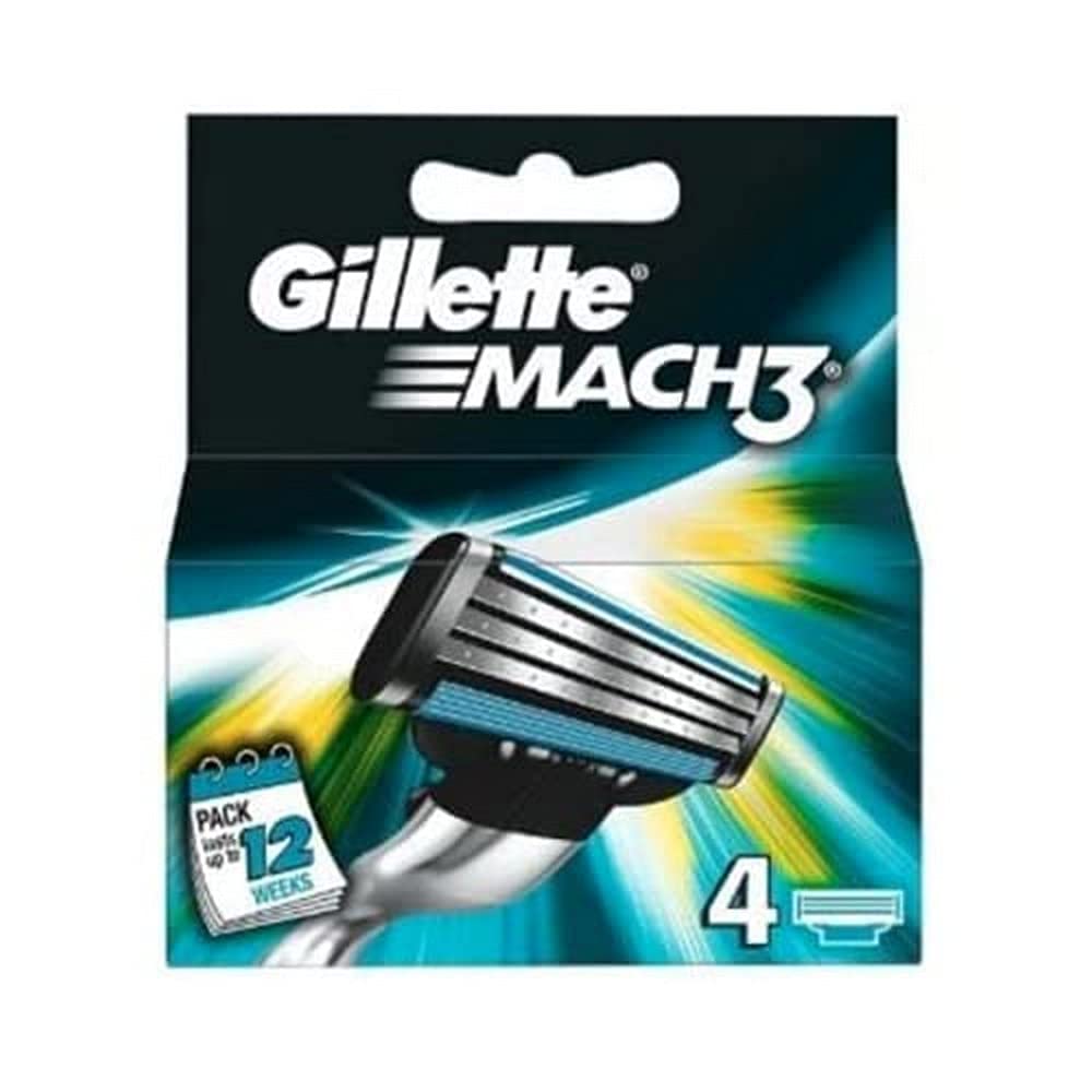 Gillette Mach3, paquete de 4 hojas, filo duradero para un afeitado suave