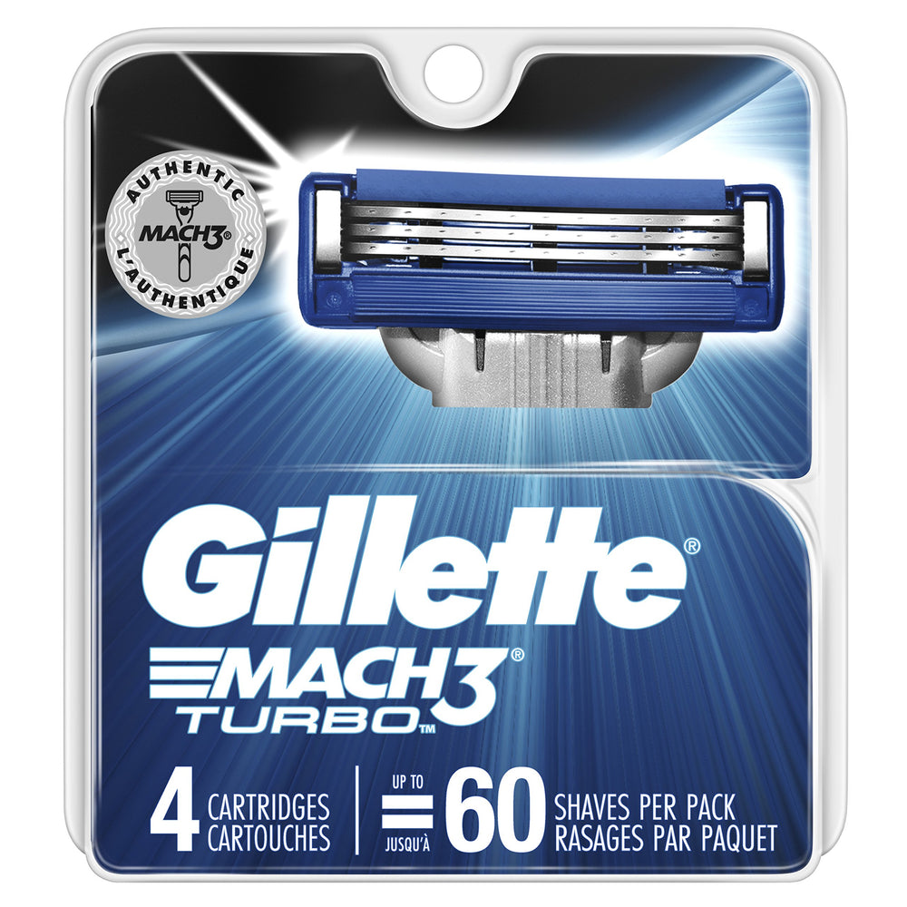 Gillette Mach3 Turbo cartuchos 4 unidades frente: afeitado cómodo y preciso.
