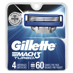 Gillette Mach3 Turbo cartuchos 4 unidades frente: afeitado cómodo y preciso.