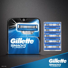 Gillette Mach3 Turbo cartuchos 4 unidades lateral: afeitado suave sin irritación.