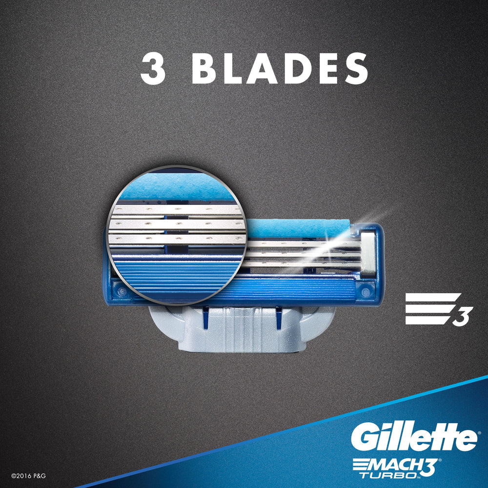 Gillette Mach3 Turbo tira lubricante detalle: deslizamiento duradero.