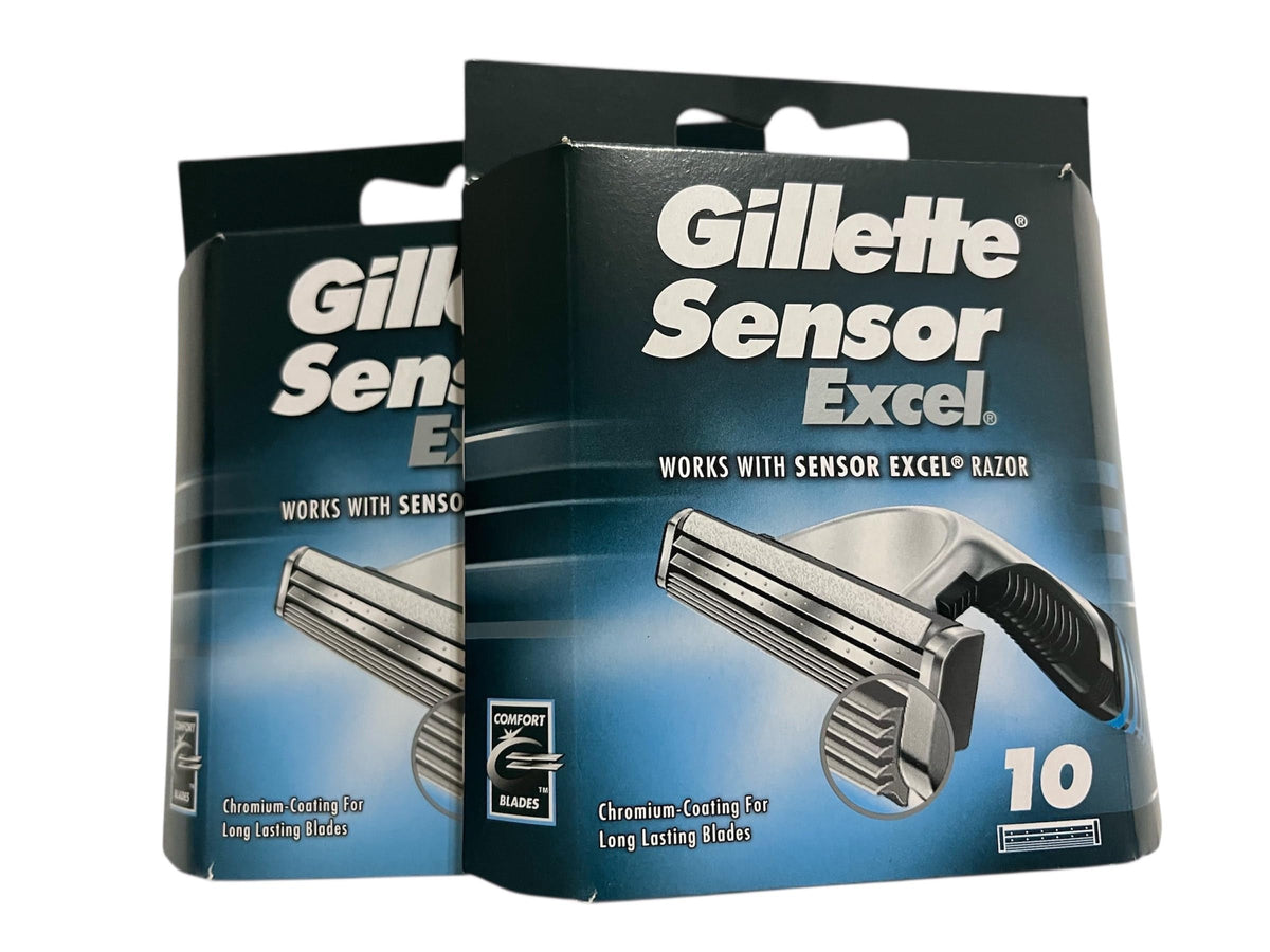 Gillette Sensor Excel, cartuchos 10 unidades en paquete 2 para afeitado cómodo
