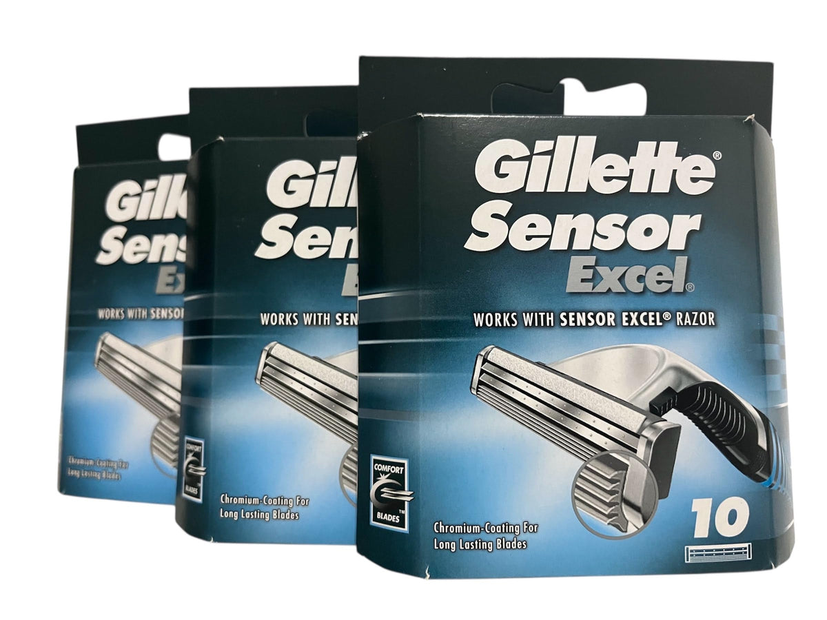 Gillette Sensor Excel: cuchillas de 10 por paquete para afeitado suave.