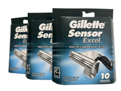 Gillette Sensor Excel: cuchillas de 10 por paquete para afeitado suave.