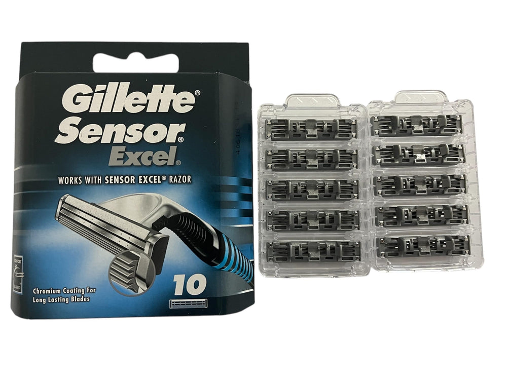 Gillette Sensor Excel: empaque y textos variados según la región.