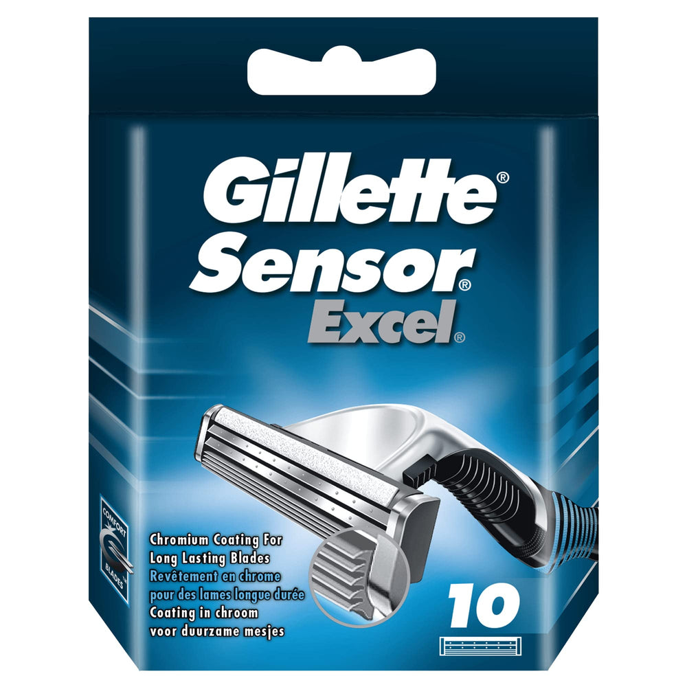 Gillette Sensor Excel, hojas 10 para afeitado suave