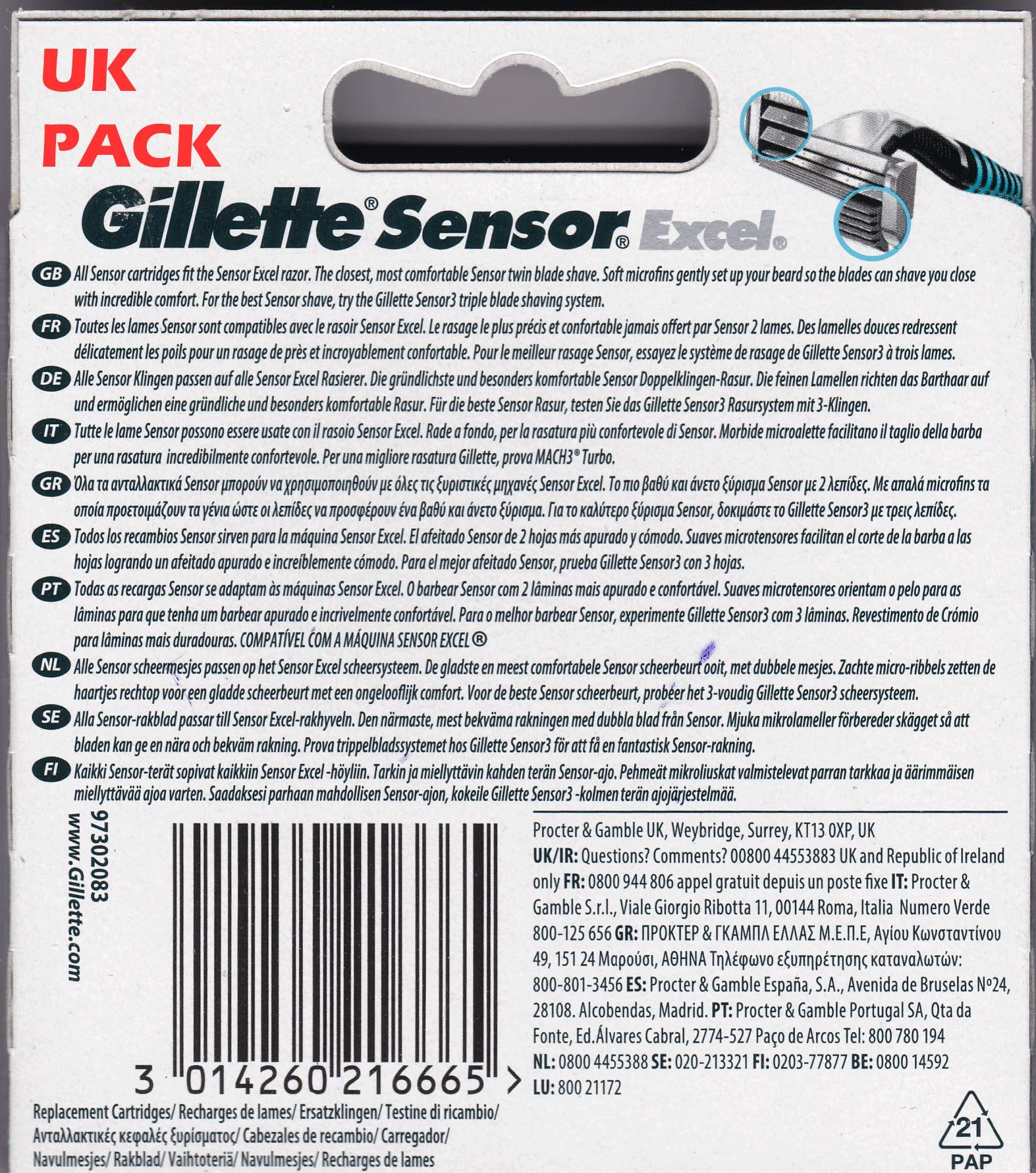 Gillette Sensor Excel en uso para un afeitado suave